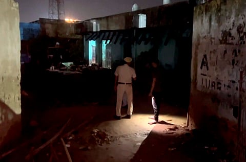 Debris of the house collapsed in Sikri village