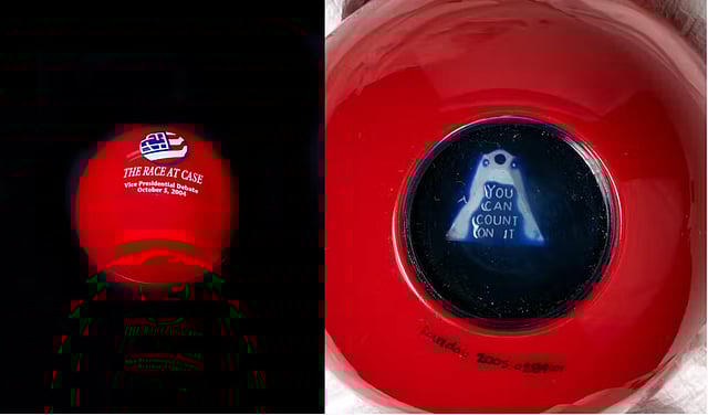 In 2004, Case Western Reserve University produced a Magic 8 Ball to commemorate the vice presidential debate held on its campus. Possible answers include ‘Consult Me Later,’ ‘Cannot Foretell Now’ and ‘You Can Count On It.’ Smithsonian National Museum of American History