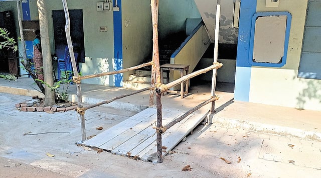 Booth Ramp Makeshift ramps, poll booths bereft of handrails await disabled voters ...