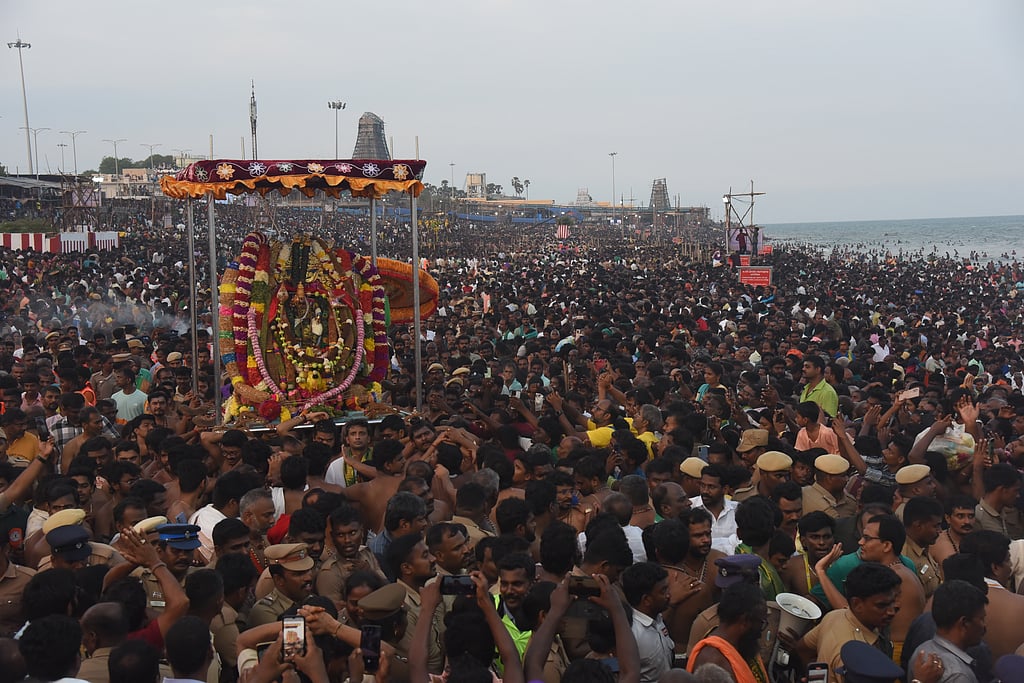 Devotees Throng Tiruchendur Murugan Temple To Witness Soorasamharam devotees-throng-tiruchendur-murugan-temple-to-witness-soorasamharam