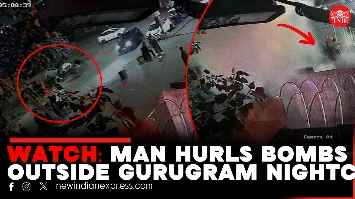 CCTV Drunk man hurls crude bombs outside in Gurugram Bomb