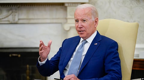 President Joe Biden speaks in the Oval Office of the White House, May 31, 2022, in Washington. Biden said Tuesday he decided to provide Ukraine with “more advanced rocket systems and munitions” as part of U.S. efforts to help the Ukrainian.