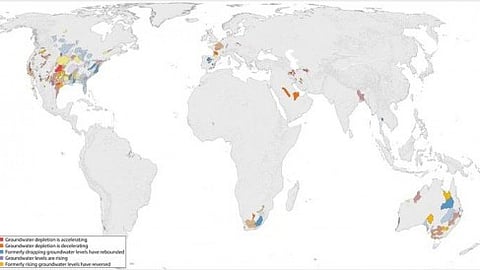 Global groundwater depletion:- Groundwater is rapidly declining across the globe, often at accelerating rates.[Newswise]