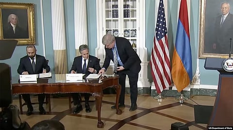 Strategic Partnership Agreement: The United States and Armenia signed the Charter on Strategic Partnership the day before. [VOA]