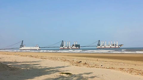South China Sea: China appears to be conducting amphibious landing exercises with specially built vessels at a beach on the South China Sea [RFA]