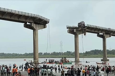 A section of the 40-year-old Gambhira Bridge over the Mahisagar River in Vadodara district collapsed at approximately 7:30 AM IST on Wednesday, July 9, 2025