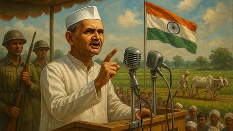 Shastri delivered his historic slogan “Jai Jawan, Jai Kisan” at Urwa, Allahabad, on October 19, 1965. 