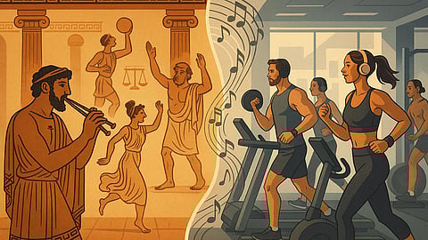 Exercising to music has been recorded across the ancient Greek and Roman worlds from the earliest times. 