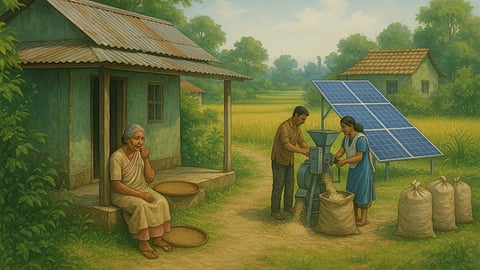 Syngkli started getting her paddy processed through a solar-powered rice huller machine — the only one of its kind in the village.