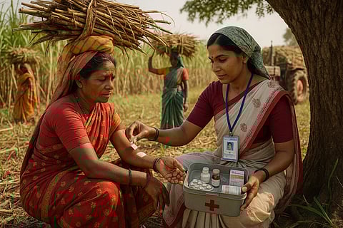 rural women in Maharashtra  working in sugarcane fields 