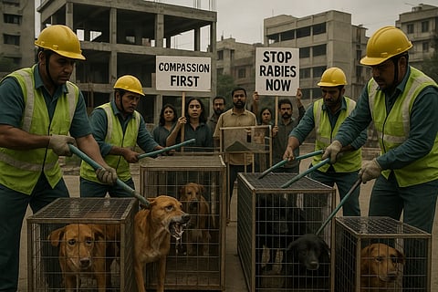 Public outcry over street dogs relocation.