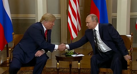 Russian President Vladimir Putin with US president Donald Trump