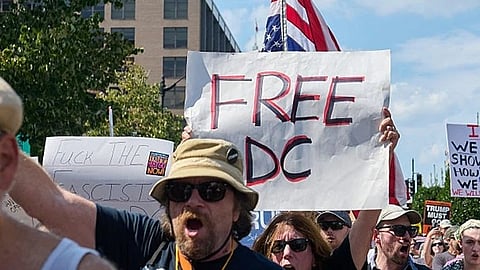 Protest against Trump for deployment of nation guards.