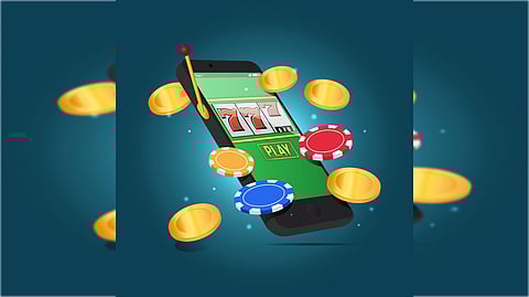 Graphical illustration of mobile betting apps.