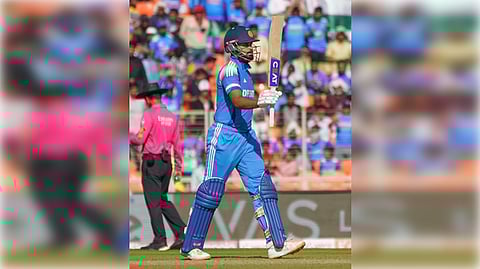 Shyreas Iyer celeberating after scoring half-century.