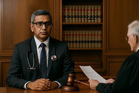 AI image of an Indian-Origin Physician getting sentenced to federal prison