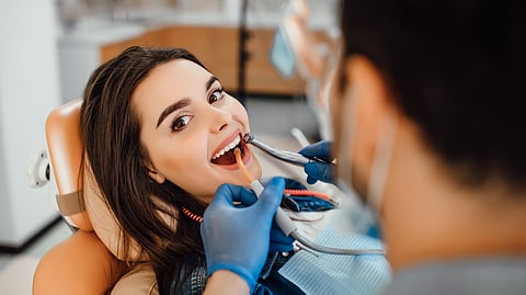 woman at dentist.