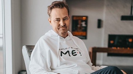 Image of Matthew Perry when he was promoting his merchandise. The actor died in October 2023