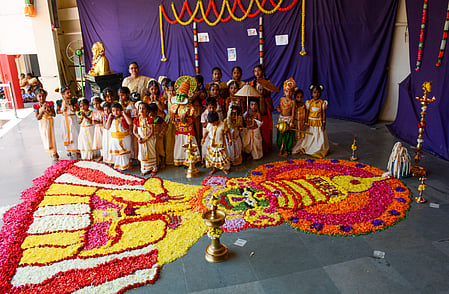 Chennai: Schoolchildren dressed in traditional Kerala attire celebrate Onam with joyful cultural celebrations at the Jai Gopal Garodia School in Chennai on Wednesday, September 3, 2025.