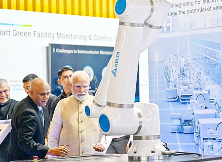 New Delhi: Prime Minister Narendra Modi attends the Semicon India Exhibition 2025 at Yashobhoomi on Wednesday, September 3, 2025.
