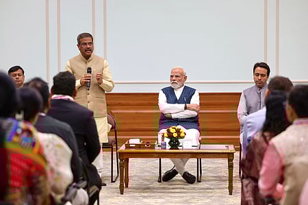 New Delhi: Prime Minister Narendra Modi interacts with National Awardee Teachers, in New Delhi, Thursday, September 04, 2025.