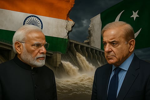 Image depicting the long-running dispute between India and Pakistan over the use of waters from the Indus River system