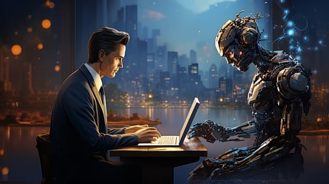 AI generated pic of human and AI