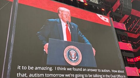 Trump saying, "I think we found an answer to autism. how about that? Autism. Tomorrow we're going to be talking in the oval office in..."