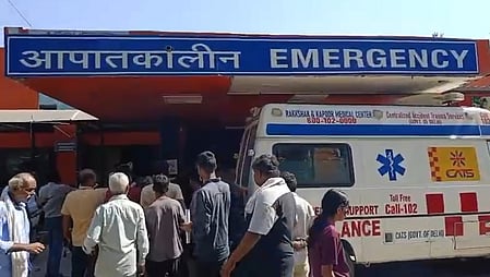 Hospital view with patients