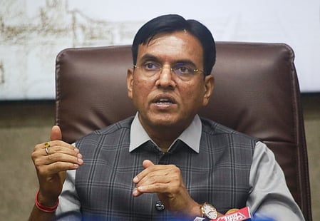 New Delhi: Union Minister of Youth Affairs and Sports Dr. Mansukh Mandaviya addresses a press conference at the SAI Head Office, in New Delhi on Monday, July 14, 2025.