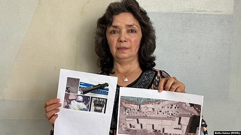 Qalbinur Sidiq shows the purported location of one of the internment camps in China where she worked.
