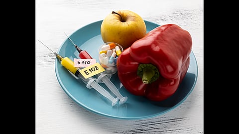 Adulterated vegetables on plate