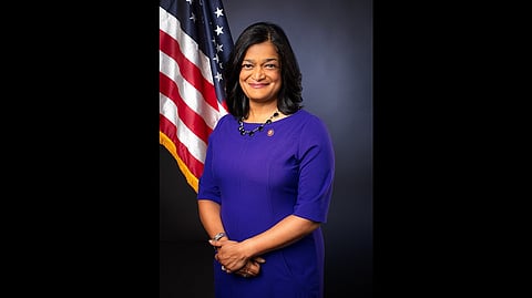 Rep. Pramila Jayapal (D-Wash.) speaks at the Healthcare Over Billionaires rally at the US Capitol on September 30, 2025 in Washington, DC