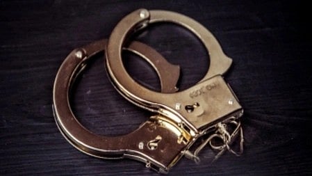Police officers escort arrested suspects in Durgapur gang-rape case of medical student, West Bengal.