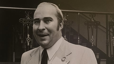 In the image Pennsylvania state senator R. Budd Dwyer is shown wearing a formal dress