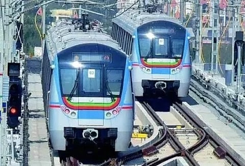 representative image of metro running in the track