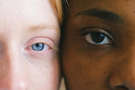 Image of closeup shot of human eyes of two different people.
