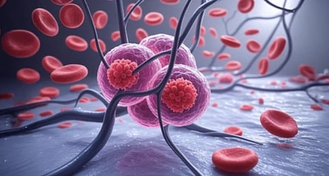 Ai image of Tiny metal particles show potential in targeting cancer cells