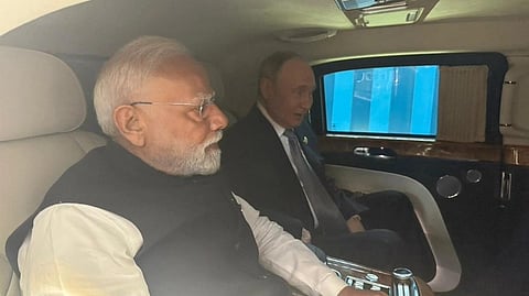 In the image PM Modi and Putin are sharing the same car to the destination of the SCO Summit. 