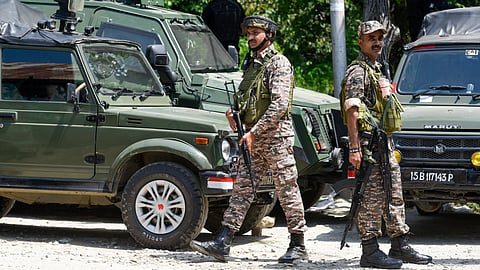 Indian Army soldiers patrolling near the Line of Control in Kupwara district during counter-infiltration operations.