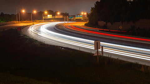 Time Lapse Photography of Fast Moving Cars on the Road during Night Time at Overland Park, KS, U.S.