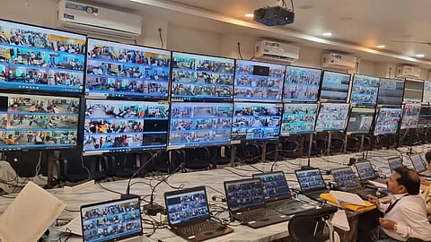 DM, ADMs and other officers at the Integrated Control room of Webcasting and Media Monitoring at Murshidabad district of West Bengal during the 2024 Lok Sabha Election.