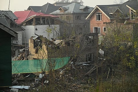 A view of Nowgam Police Station after the explosion.