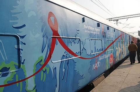 National AIDS Control Organization’s Red Ribbon Express Phase III launched by the Union Minister for Health and Family Welfare, Shri Ghulam Nabi Azad, in New Delhi on January 12, 2012.