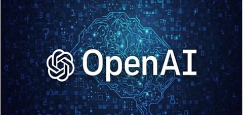 OpenAI logo on a digital background with a glowing, circuit-like brain design, suggesting advanced technology and artificial intelligence.