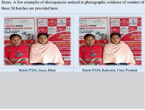 The image depicts same photo used for different batch. Two women participated in Gaya, Bihar Batch, and the same two women's photo is used for Bahraich, Uttar Pradesh's batch.