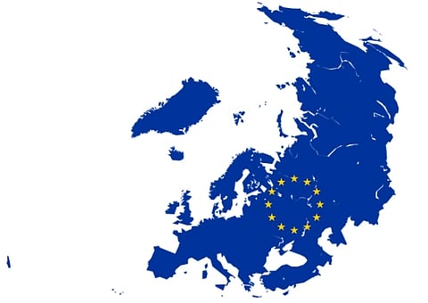 Flag map of European Union with his maximum enlargement