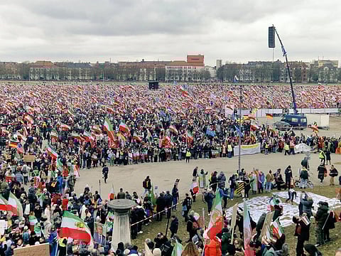 Large number of people protesting in Munich against Iran regime