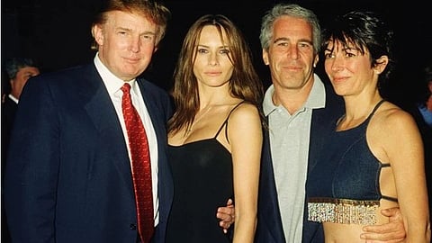Image featuring US President Donald Trump, his wife Melania Trump, Jeffery Epstein an his girlfriend Ghislaine Maxwell
