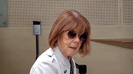 In the image Gisèle Pelicot is shown looking at the camera